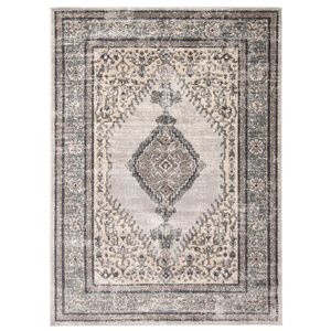 ECARPET Oregon Bijar 6.5-ft x 9.5-ft Light Grey and Grey Rectangular Area rug