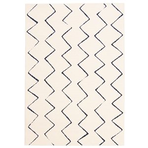 ECARPET Raya 6.5-ft x 9.5-ft Ivory and Blue Rectangular Area rug