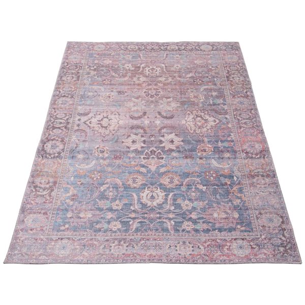 ECARPET Sultan 5-ft x 8-ft Grey and Blue Rectangular Area rug