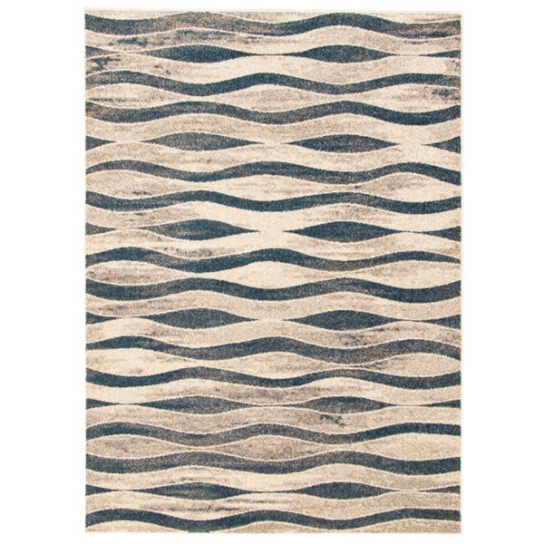 Tapis Neela par ECARPET rectangulaire ivoire et bleu de 8 pi x 10 pi