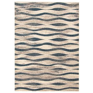 Tapis Neela par ECARPET rectangulaire ivoire et bleu de 8 pi x 10 pi