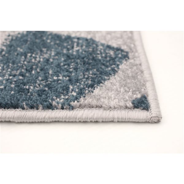 Tapis Presly par ECARPET rectangulaire argent et bleu pétrole de 4 pi x 5,5 pi