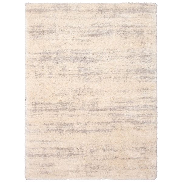 ECARPET Sia 4-ft x 5.5-ft Cream and Light Grey Rectangular Area rug