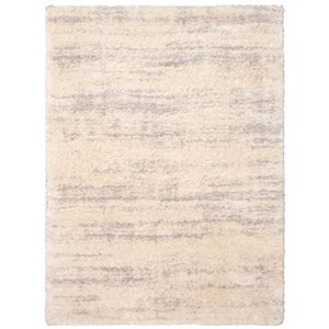 ECARPET Sia 4-ft x 5.5-ft Cream and Light Grey Rectangular Area rug