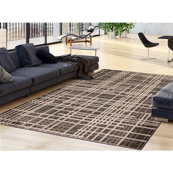 ECARPET Sisal Burburry 8-ft x 10-ft Black and Silver Rectangular Area rug