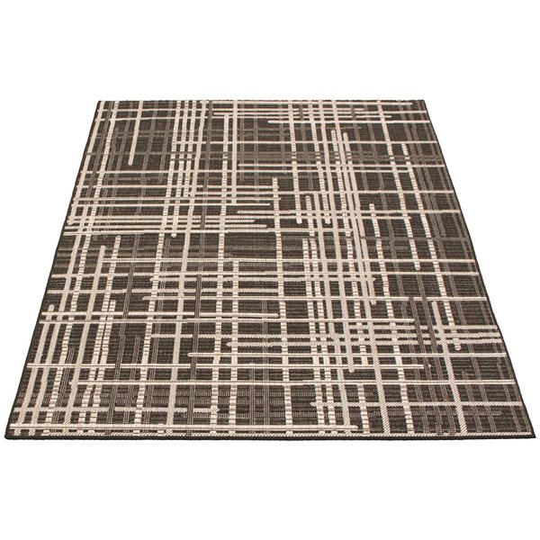 ECARPET Sisal Burburry 8-ft x 10-ft Black and Silver Rectangular Area rug