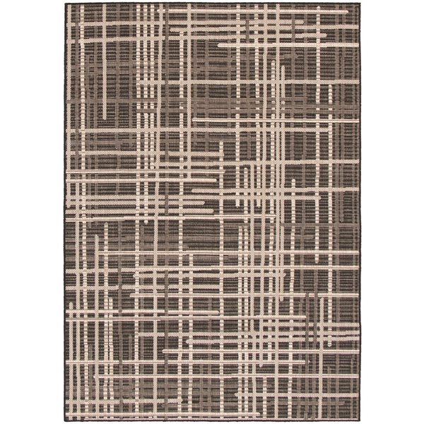 ECARPET Sisal Burburry 8-ft x 10-ft Black and Silver Rectangular Area rug