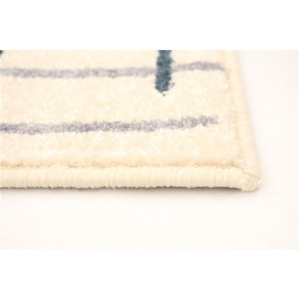 Tapis Tessa par ECARPET rectangulaire crème et bleu pétrole de 4 pi x 5,5 pi