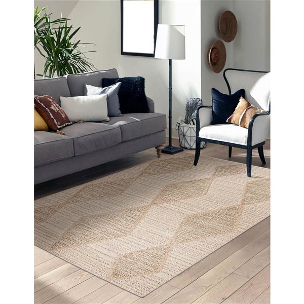 ECARPET Specter 5-ft x 7-ft Beige Rectangular Area rug