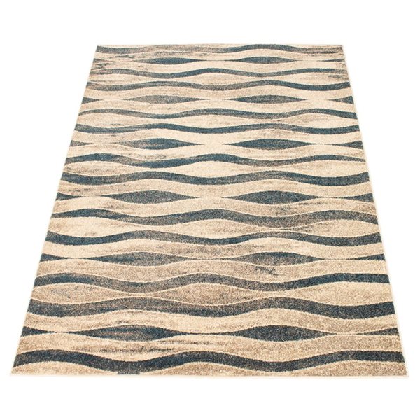 Tapis Neela par ECARPET rectangulaire ivoire et bleu de 6,5 pi x 9,5 pi