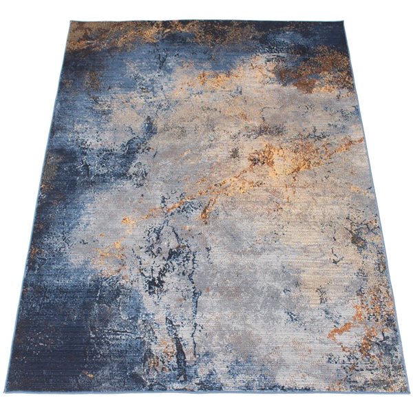 ECARPET Oxygen Marble 5.25-ft x 7.25-ft Blue Rectangular Area rug