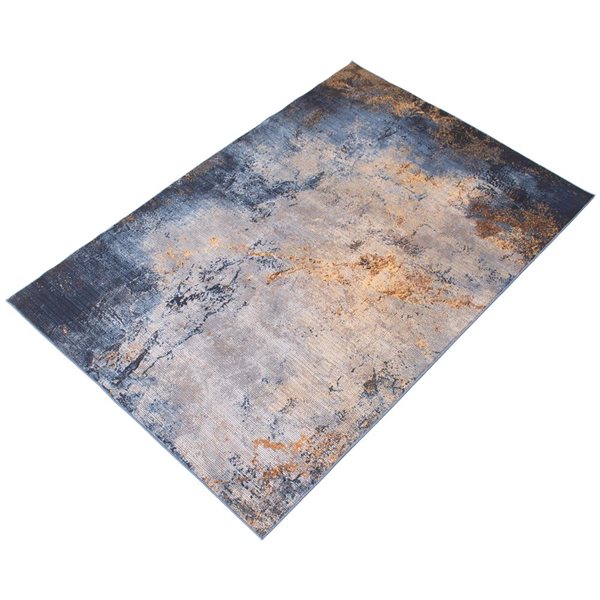 ECARPET Oxygen Marble 5.25-ft x 7.25-ft Blue Rectangular Area rug