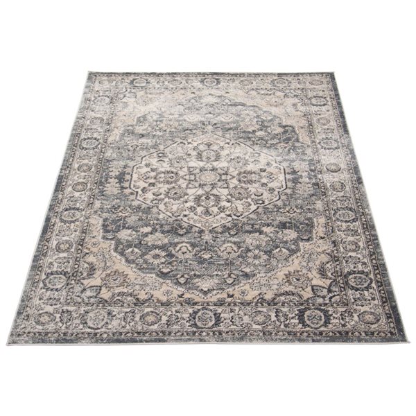 ECARPET Oregon Tabriz 4-ft x 6-ft Grey and Cream Rectangular Area rug