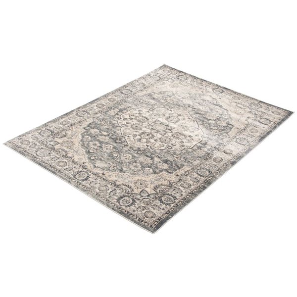 ECARPET Oregon Tabriz 4-ft x 6-ft Grey and Cream Rectangular Area rug