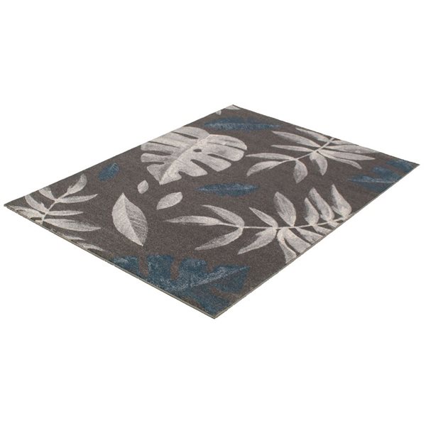 Tapis Presly par ECARPET rectangulaire anthracite et bleu de 8 pi x 10 pi