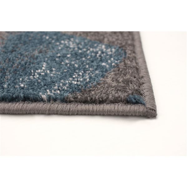 Tapis Presly par ECARPET rectangulaire anthracite et bleu de 8 pi x 10 pi