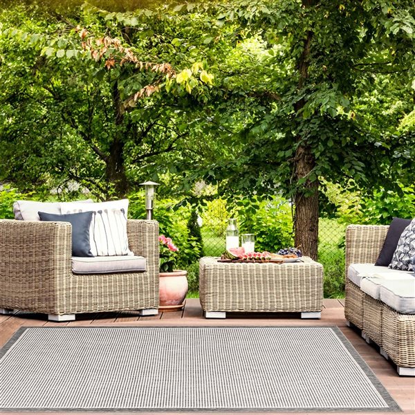 ECARPET Oxford 4.5-ft x 6.5-ft Grey Rectangular Area rug