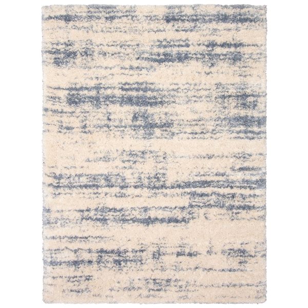 ECARPET Sia 6.5-ft x 9.5-ft Cream and Light Blue Rectangular Area rug