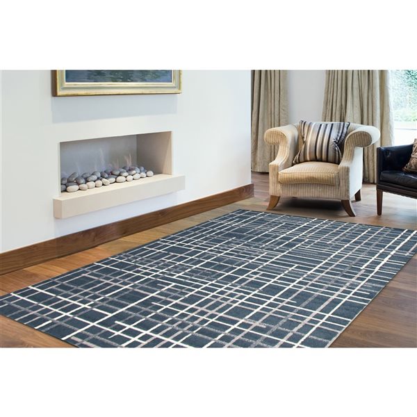 ECARPET Tessa 4-ft x 5.5-ft Petrol Blue Rectangular Area rug