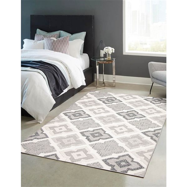 ECARPET Nola 5-ft x 7-ft Ivory Rectangular Area rug