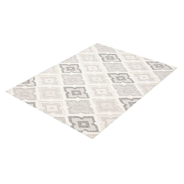 ECARPET Nola 5-ft x 7-ft Ivory Rectangular Area rug