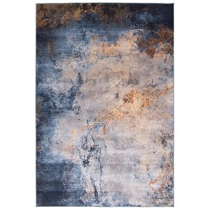 Tapis Oxygen Marble par ECARPET rectangulaire bleu de 8 pi x 10 pi