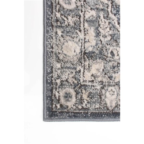 Tapis de passage Oregon Tabriz par ECARPET rectangulaire bleu et gris de 2,5 pi x 8 pi