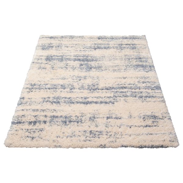 Tapis Sia par ECARPET rectangulaire crème et bleu pâle de 4 pi x 5,5 pi