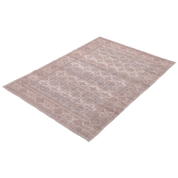 Tapis Turkoman par ECARPET rectangulaire gris de 5 pi x 8 pi