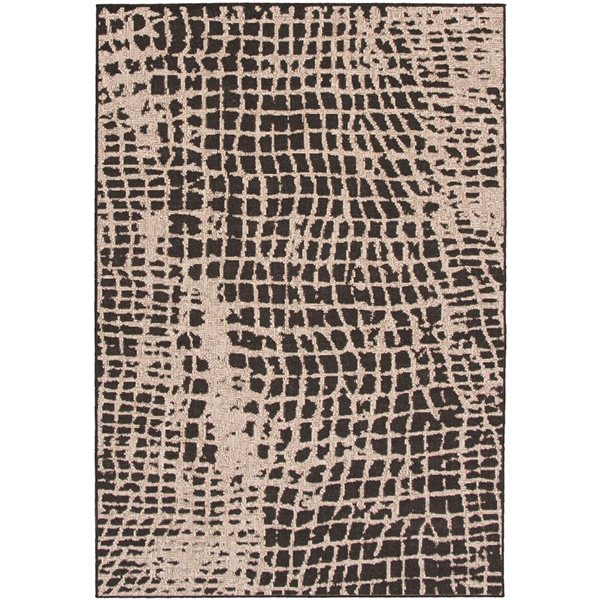 Tapis Sisal Safari par ECARPET rectangulaire noir et argent de 8 pi x 10 pi