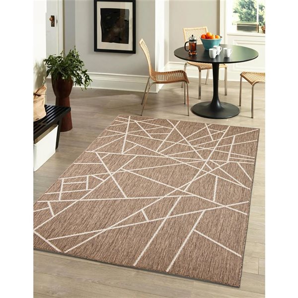 ECARPET Sisal Abstract 8-ft x 10-ft Taupe and Champagne Rectangular Area rug