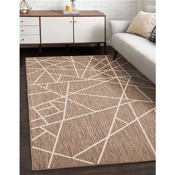 ECARPET Sisal Abstract 8-ft x 10-ft Taupe and Champagne Rectangular Area rug