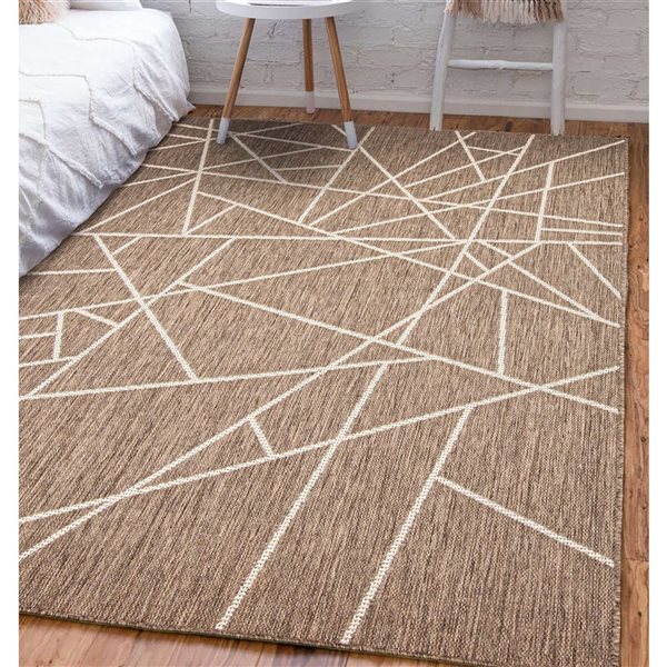 ECARPET Sisal Abstract 8-ft x 10-ft Taupe and Champagne Rectangular Area rug