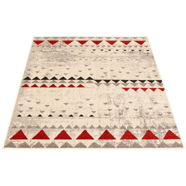 Tapis Remi par ECARPET rectangulaire ivoire et rouge de 8 pi x 10 pi