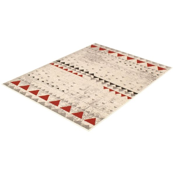 Tapis Remi par ECARPET rectangulaire ivoire et rouge de 8 pi x 10 pi