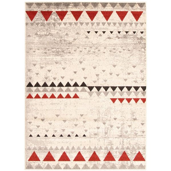 Tapis Remi par ECARPET rectangulaire ivoire et rouge de 8 pi x 10 pi