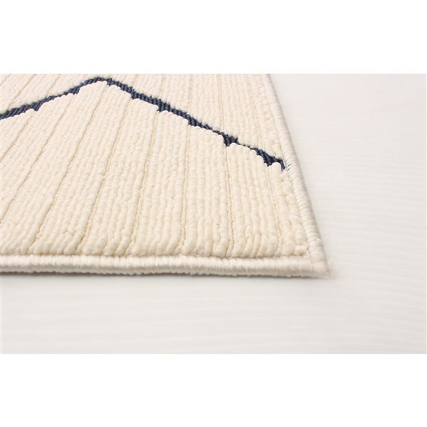 ECARPET Raya 5.25-ft x 7.5-ft Ivory and Blue Rectangular Area rug