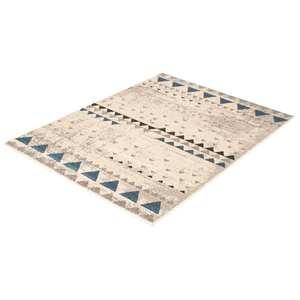 Tapis Remi par ECARPET rectangulaire ivoire et bleu de 5,25 pi x 7,25 pi