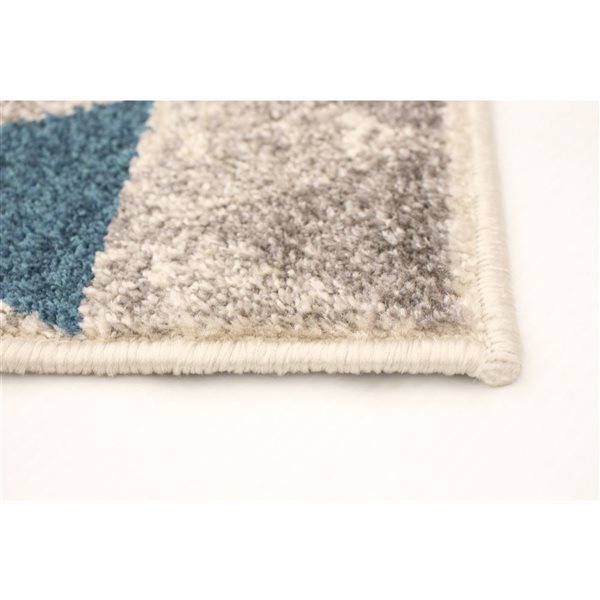 Tapis Remi par ECARPET rectangulaire ivoire et bleu de 5,25 pi x 7,25 pi