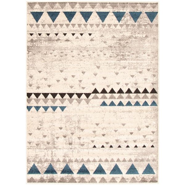 ECARPET Remi 5.25-ft x 7.25-ft Ivory and Blue Rectangular Area rug