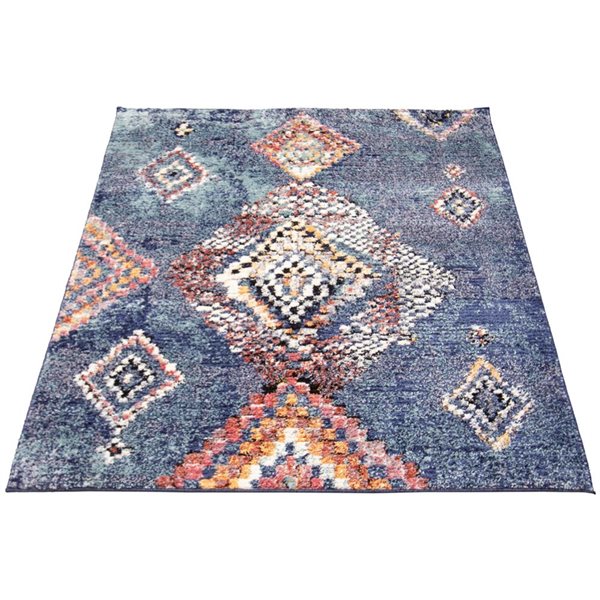 ECARPET Morocco Mosaique 5.25-ft x 7.25-ft Blue Rectangular Area rug