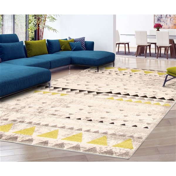 ECARPET Remi 8-ft x 10-ft Ivory and Green Rectangular Area rug