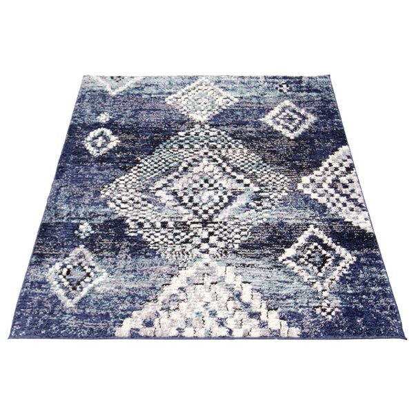 Tapis Morocco Mosaique par ECARPET rectangulaire bleu marine de 6,5 pi x 9,5 pi