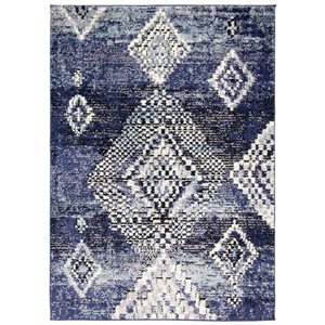 Tapis Morocco Mosaique par ECARPET rectangulaire bleu marine de 6,5 pi x 9,5 pi