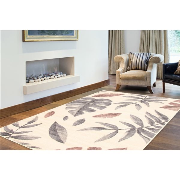 ECARPET Presly 8-ft x 10-ft Cream and Pink Rectangular Area rug