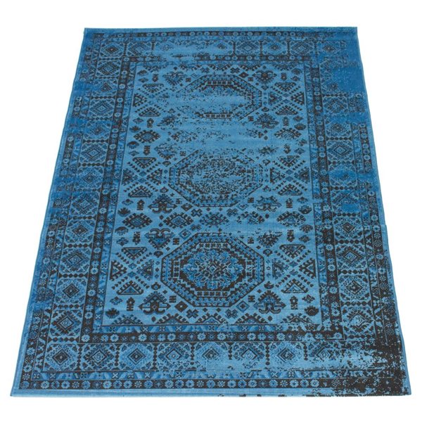 Tapis Venize par ECARPET rectangulaire bleu de 4 pi x 5,5 pi