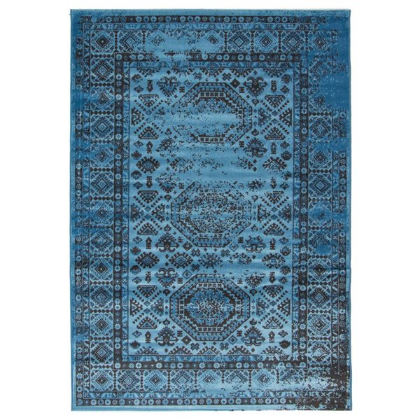 ECARPET Venize 4-ft x 5.5-ft Blue Rectangular Area rug