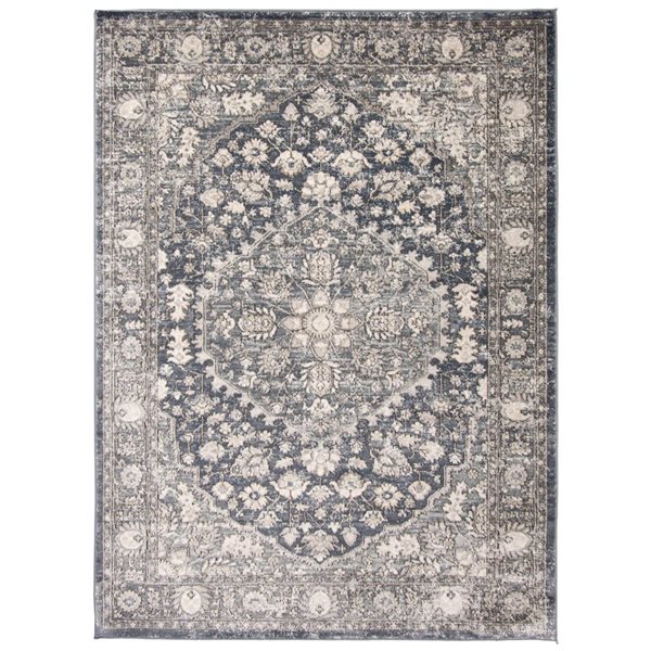 ECARPET Oregon Tabriz 5.25-ft x 7.25-ft Blue and Grey Rectangular Area rug