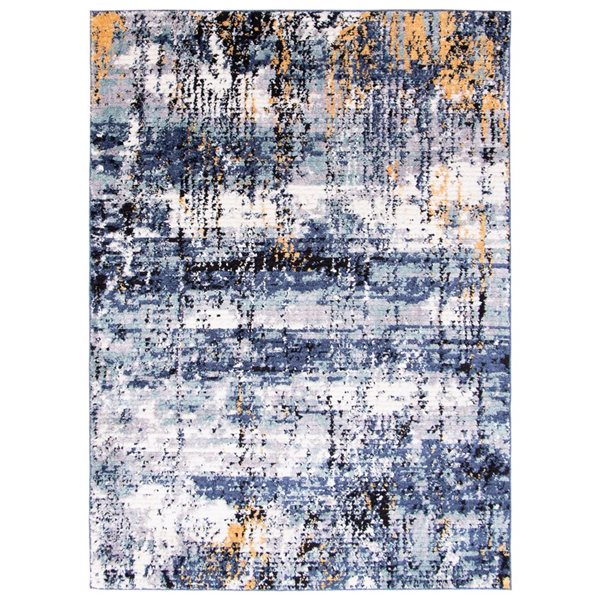 ECARPET Morocco Marble 5.25-ft x 7.25-ft Blue Rectangular Area rug