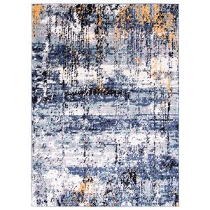 ECARPET Morocco Marble 5.25-ft x 7.25-ft Blue Rectangular Area rug